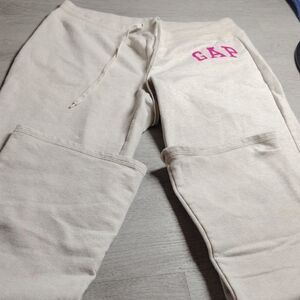 GAP Cream Sweat Joggers with Pink Logo